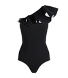 LISA MARIE FERNANDEZ One-Shoulder Double Ruffle Swimsuit