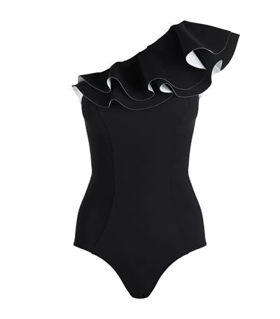 Shop Lisa Marie Fernandez One-shoulder Double Ruffle Swimsuit