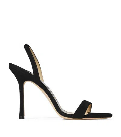 Jimmy Choo Jenn 85mm Suede Slingback Sandals In Black