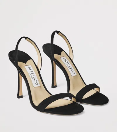 Jimmy Choo Jenn 85mm Suede Slingback Sandals In Black