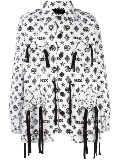 Ktz Monogram X Latin Gathered Coat In White