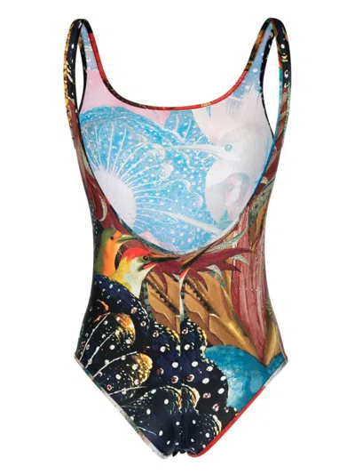 Alexander Mcqueen Printed Bodysuit In Multi