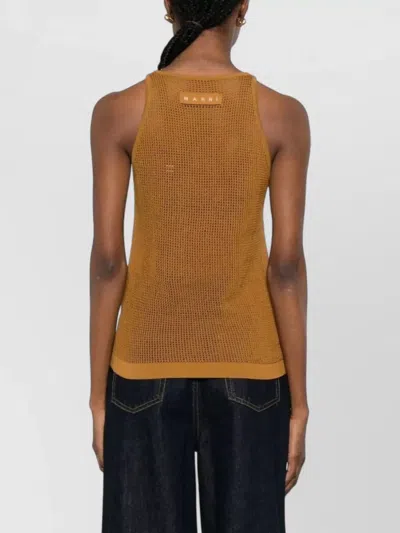Marni Mesh Knit Top Floral Pattern In Multi