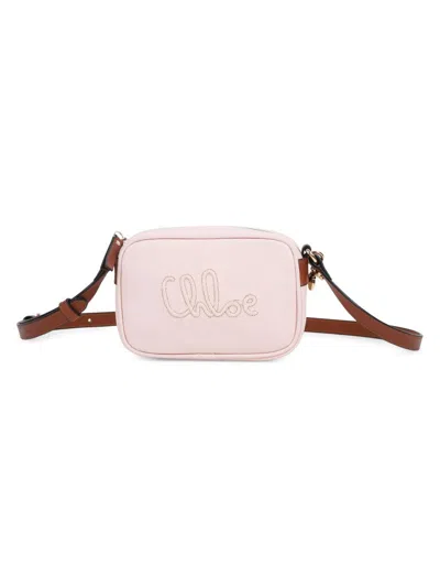 Chloé Kids Logo Canvas Shoulder Bag In Pink