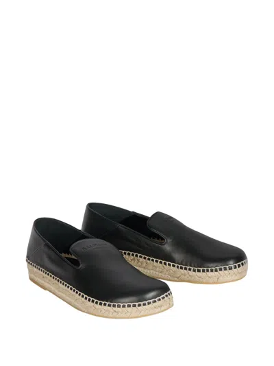 Balmain Smooth Leather Espadrilles In Black