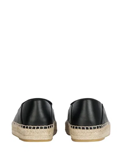Balmain Smooth Leather Espadrilles In Black