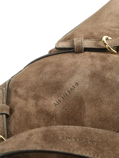 Givenchy Medium Suede Handbag With Structured Design In Brown