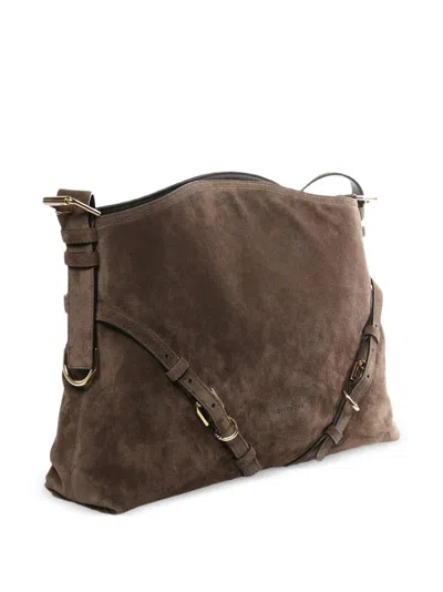 Givenchy Medium Suede Handbag With Structured Design In Brown