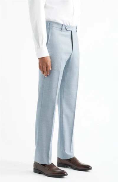 Zanella Devon Flat Front Plaid Wool Dress Pants In Multi