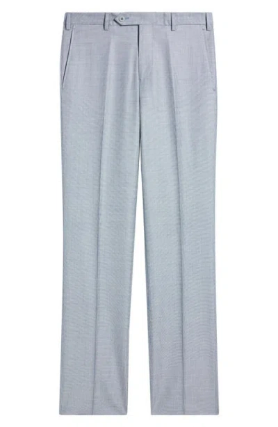 Zanella Devon Flat Front Plaid Wool Dress Pants In Multi