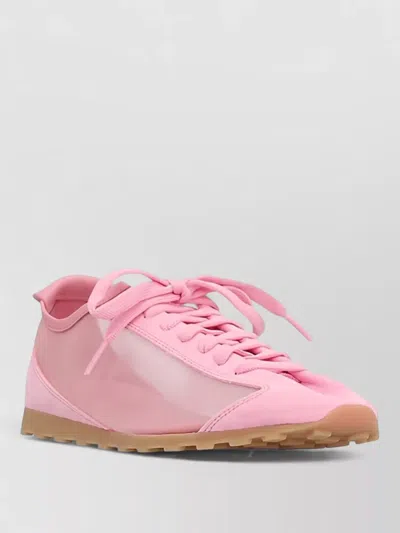 Jacquemus Les Tennis Suede And Leather Trimmed Mesh Sneakers In Pink