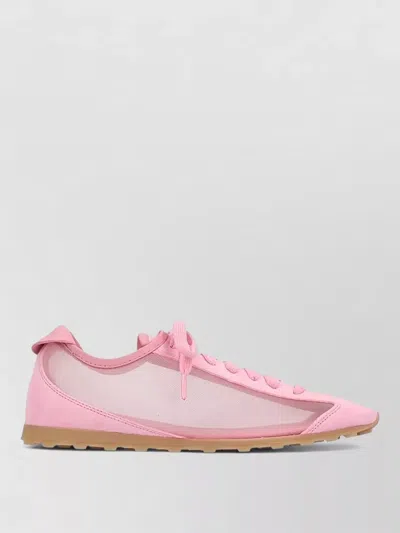 Jacquemus Les Tennis Suede And Leather Trimmed Mesh Sneakers In Pink