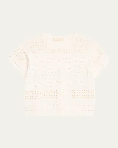 Ulla Johnson Abriana Eyelet Knit Cardigan In Ivory In Multi