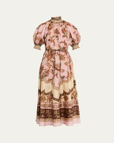 Zimmermann Womens Mauve Jacobean Aster Billow Silk Maxi Dress Xl In Pink