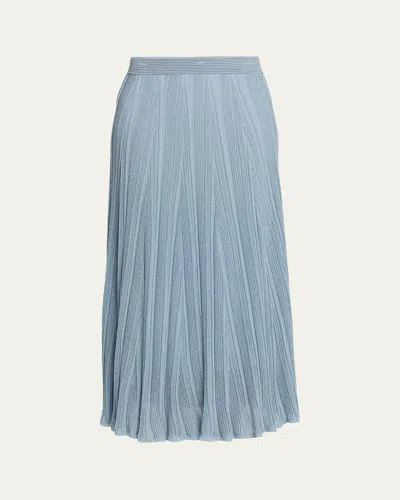 Zimmermann Aster Metallic Flared Ottoman Stitch Sweater Skirt In Blue