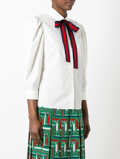 Shop Gucci Bow Detail Shirt In White