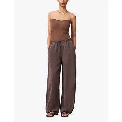 Allsaints Viscose Cruz Bandeau Slim Fit Top In Brown