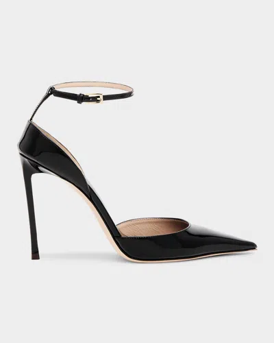 Tom Ford Patent Leather Vertigo Ankle Strap Pump In Black