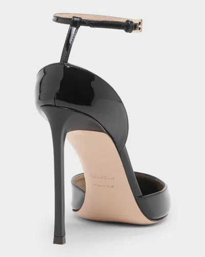 Tom Ford Patent Leather Vertigo Ankle Strap Pump In Black