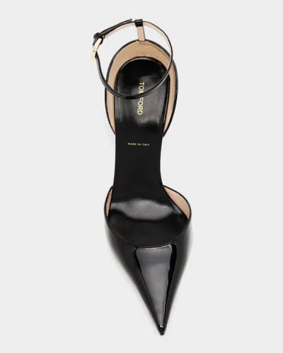 Tom Ford Patent Leather Vertigo Ankle Strap Pump In Black