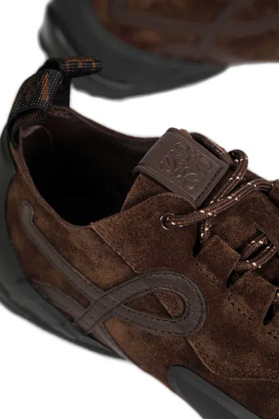 Loewe Grip Panelled Suede Sneakers In Brown