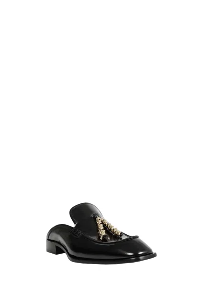 Loewe Black Leather Loafers