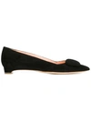 Rupert Sanderson Aga Suede Point-toe Flats In Black