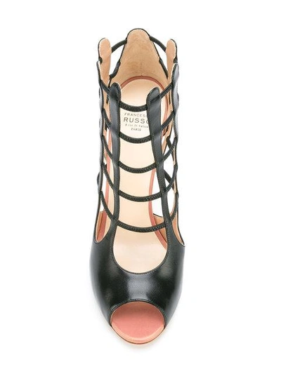 Shop Francesco Russo Cell Bars Motif Sandals In Black