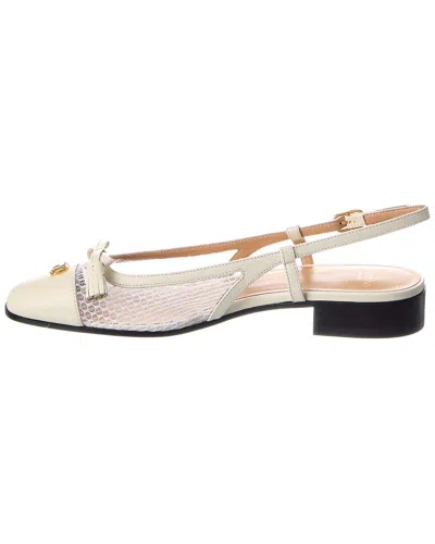 Valentino Garavani Valet Du Roi Tasseled Leather And Mesh Slingback Ballet Flats In White