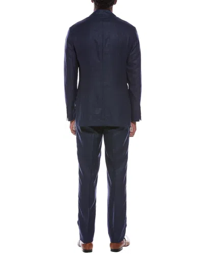 Brunello Cucinelli Houndstooth Patterned Wool Blend Suit With Double-breasted D In Blue