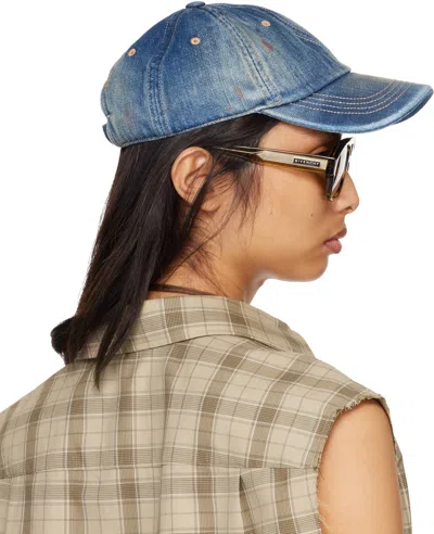Acne Studios Embroidered Logo Cap In Blue