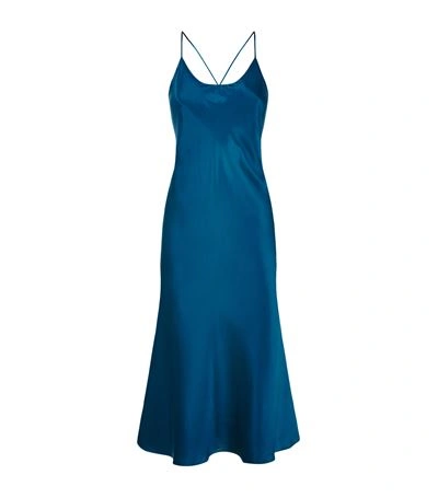 Olivia Von Halle Remy Midi Nightdress In Blue