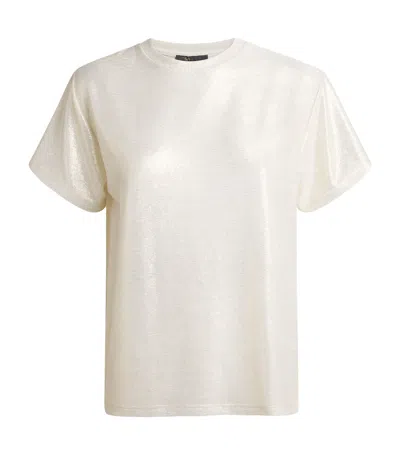 Maje Lamé T-shirt In Neutral