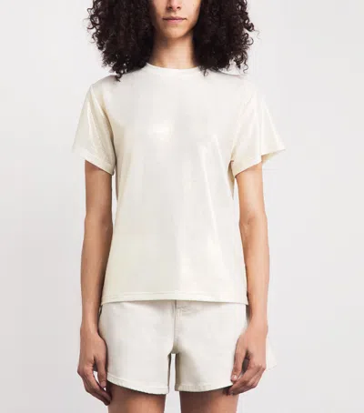 Maje Lamé T-shirt In Neutral