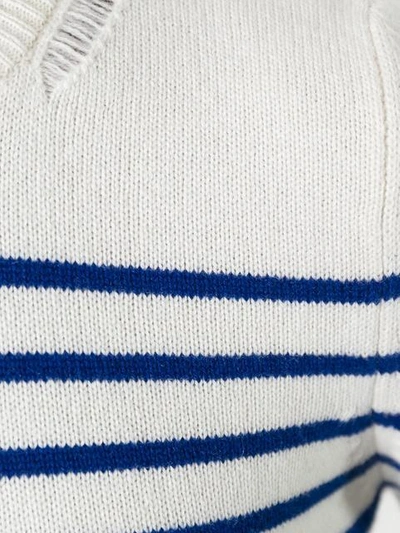 Saint Laurent Grunge Crewneck Sweater In Ivory And Blue Striped ...