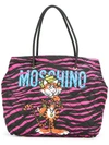MOSCHINO jewelled tiger print tote,POLYESTER100%