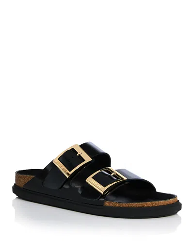 Birkenstock Arizona Droplet Buckle Shiny Leather Sandals In Multi