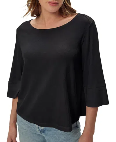 Michael Stars Rosalynn Wide Sleeve Boatneck Top In Black