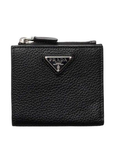 Prada Small Leather Wallet In Black