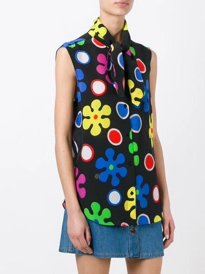 Shop Moschino Flower Power Neck Tie Blouse