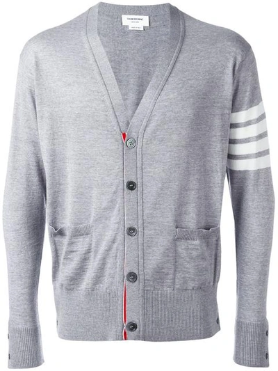 Thom Browne 4-bar Stripe Cardigan In Grey