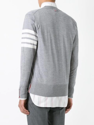 Shop Thom Browne 4-bar Stripe Cardigan In Grey