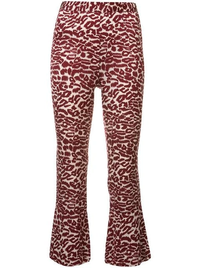 Shop Piamita Printed Cropped Trousers In Red