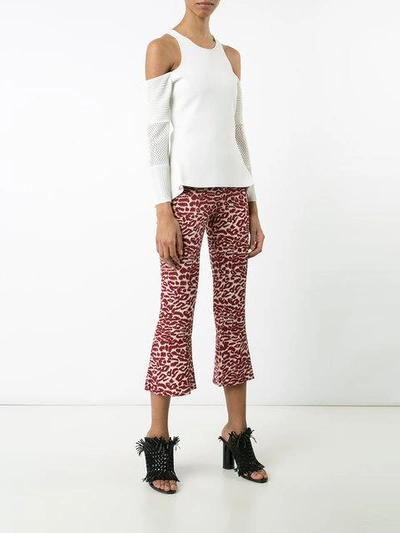 Shop Piamita Printed Cropped Trousers In Red