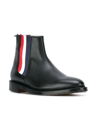 Shop Thom Browne Striped Detail Chelsea Boots In Black
