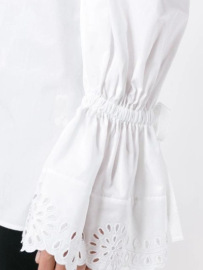 Shop Alexander Mcqueen Exaggerated Sleeve Blouse - White