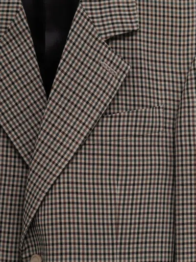 Balenciaga Tailored Wrap Jacket With Checkered Design For Women In Green
