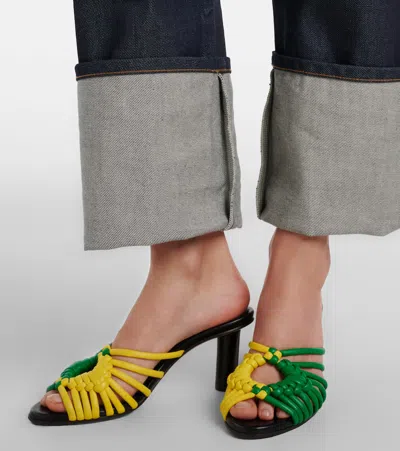 Jw Anderson Plot Woven Leather Mules In Multi