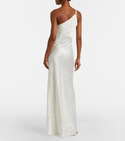 Roberto Cavalli White One-shoulder Dress With Scale Print