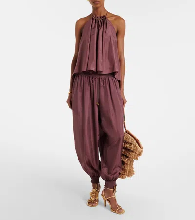 Zimmermann Womens Musk Aster Harem Silk Trousers Xs In Brown